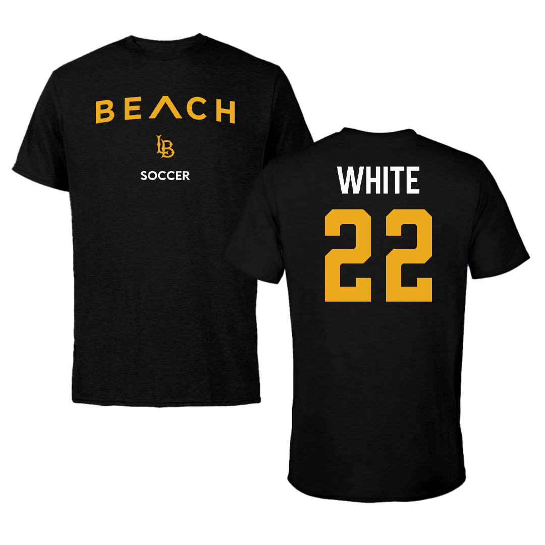 Long Beach State University Soccer (W) Black Tee - #22 Ameera White