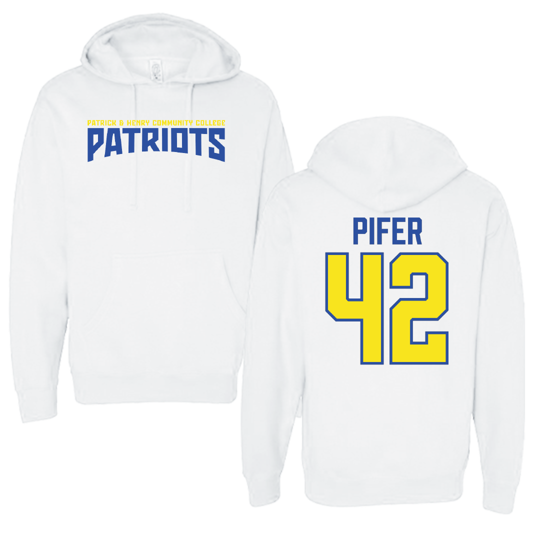 Patrick & Henry Community College Baseball White Classic Hoodie - #42 Drew Pifer
