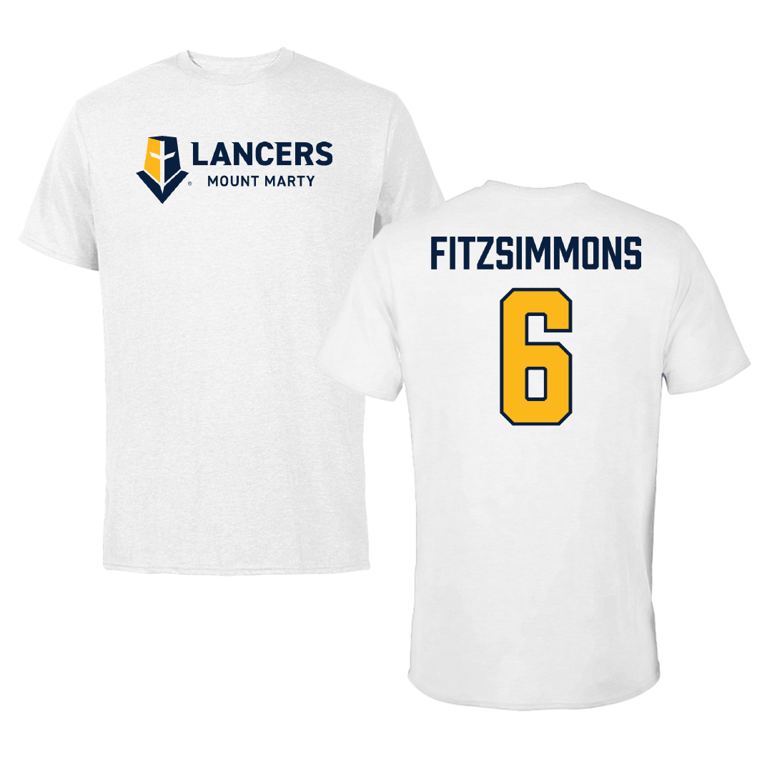 Mount Marty University Baseball White Tee - #6 Tristan Fitzsimmons