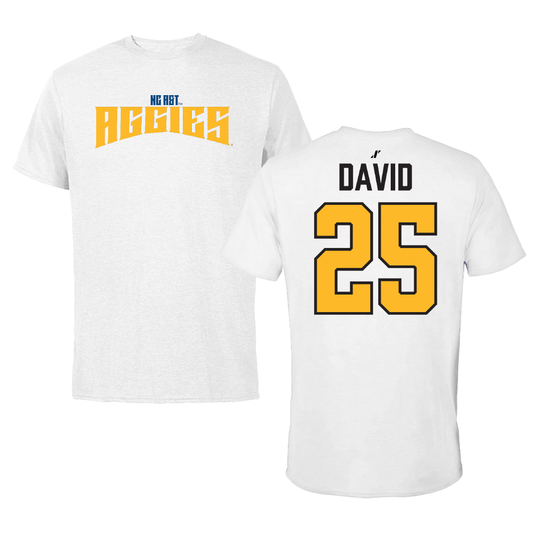North Carolina A&T State University Football White Classic Tee - #25 Mack David