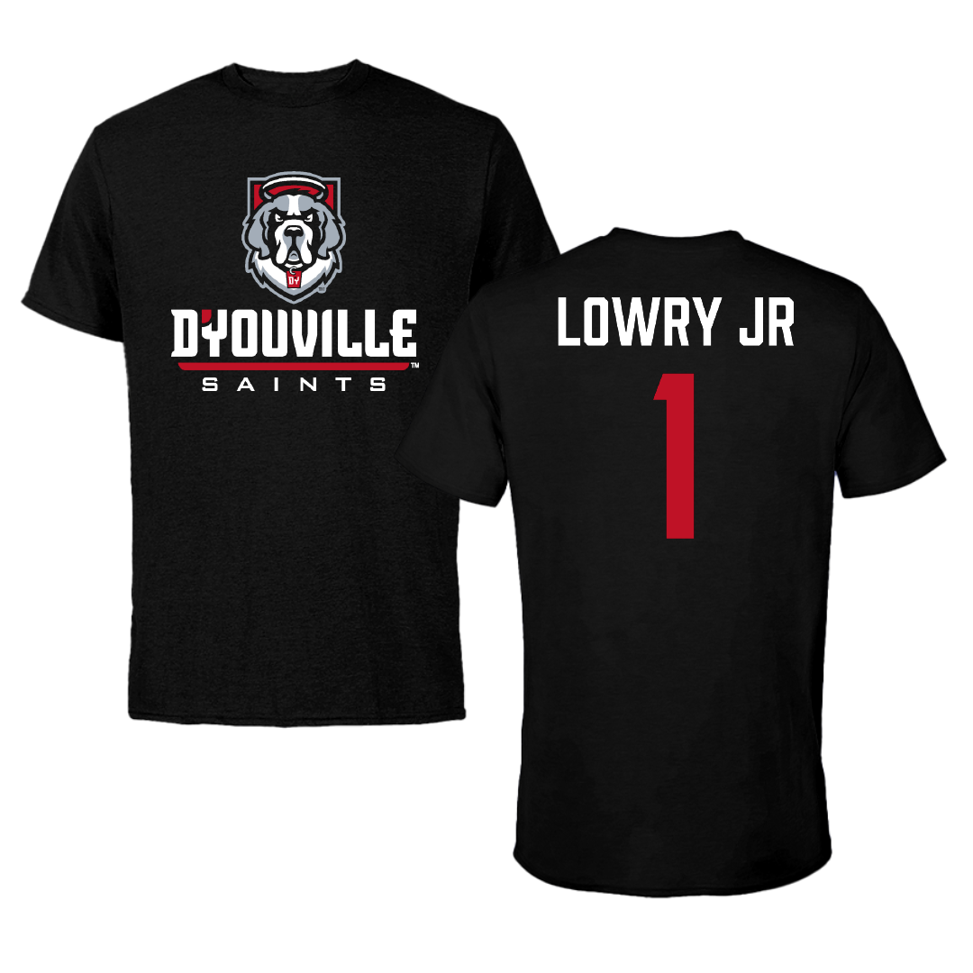 D'Youville University Basketball (M) Black Performance Tee - #1 Lashard Lowry Jr