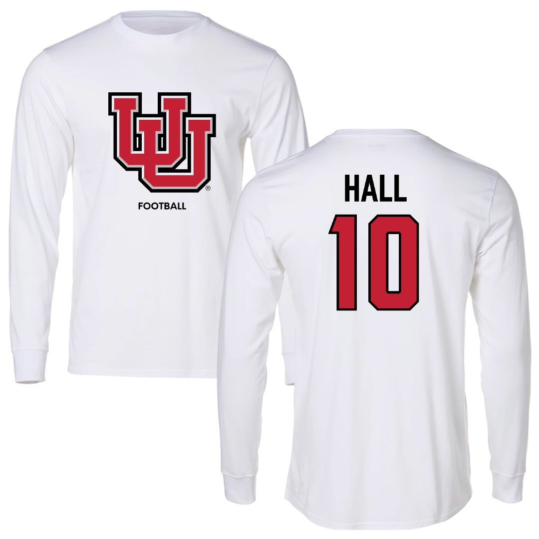 University of Utah Football White Block Performance Long Sleeve - #10 Johnathan Hall