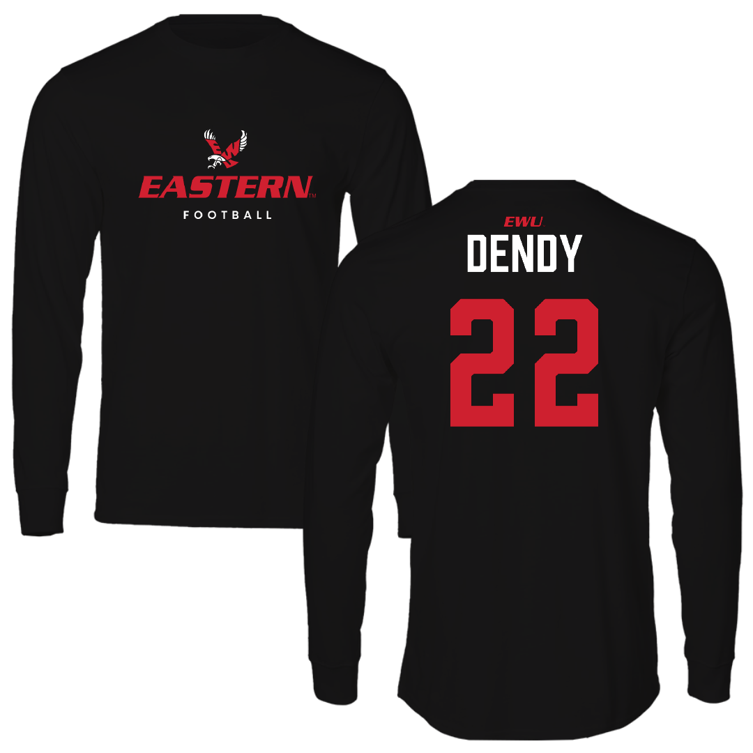 Eastern Washington University Football Black Eastern Performance Long Sleeve - #22 Amir Dendy