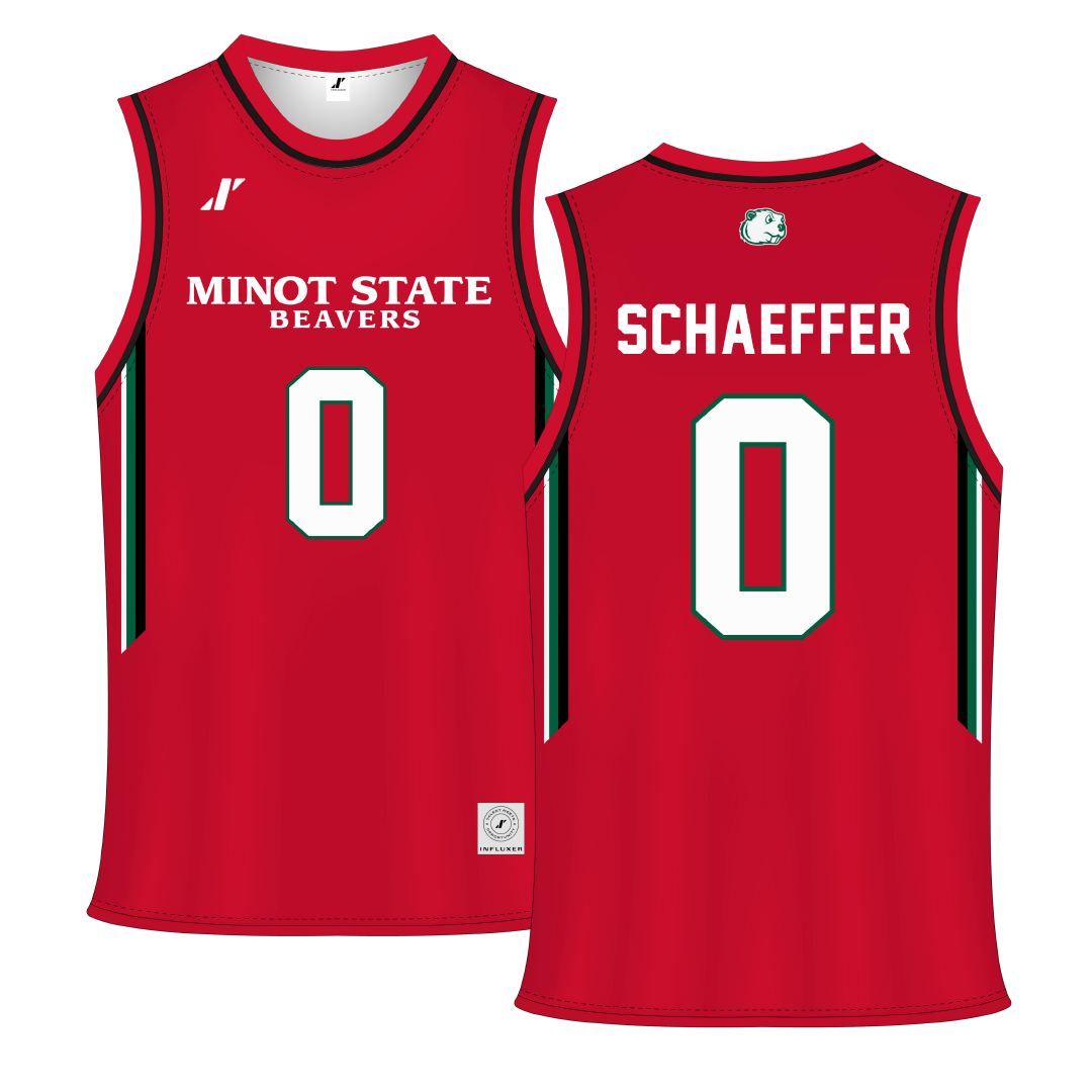 Minot State University Red Basketball Jersey - #0 Grayson Schaeffer
