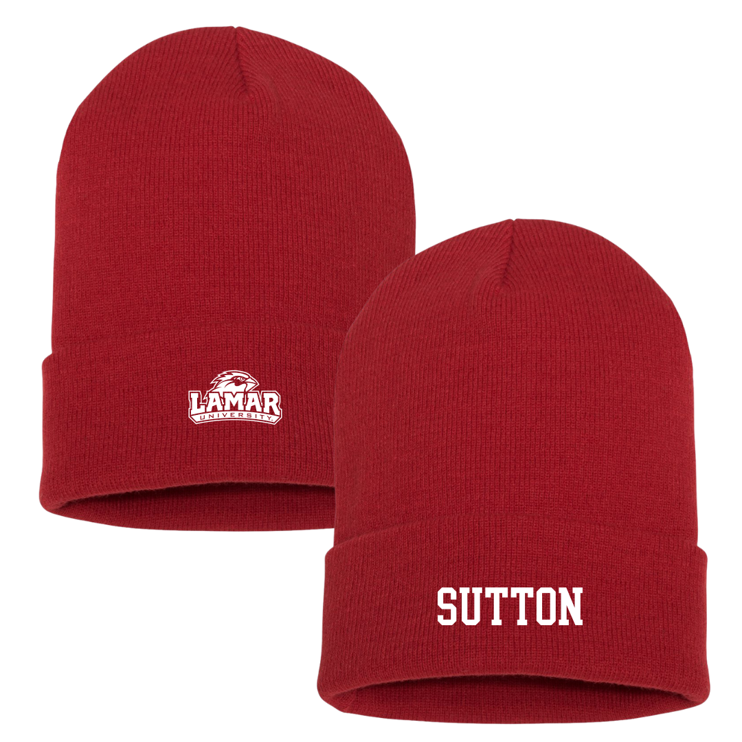 Lamar University Baseball Red Beanie - #7 Carter Sutton