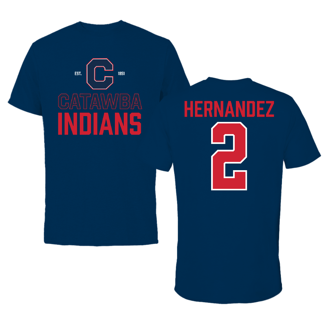 Catawba College Lacrosse Navy General Performance Tee - #2 Steven Hernandez