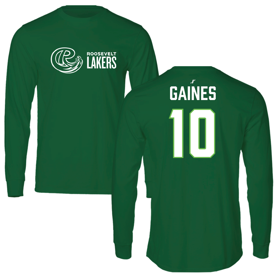 Roosevelt University Football Green Performance Long Sleeve - #10 Tyler Gaines