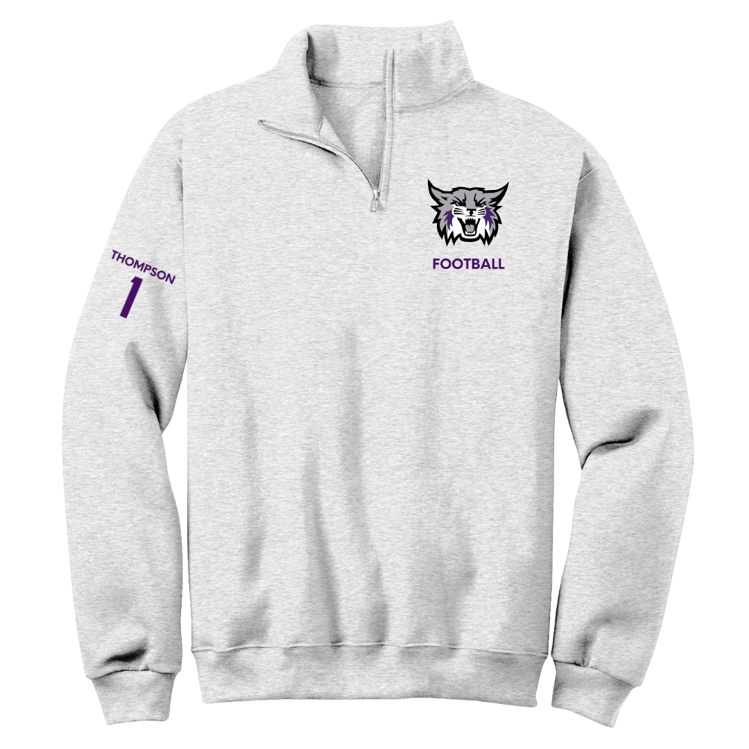 Weber State University Football Light Gray Quarter-Zip - #1 Keahnist Thompson