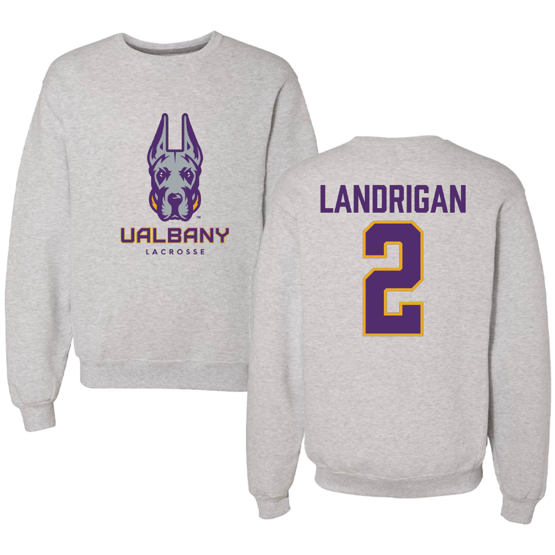University at Albany Lacrosse Gray Crewneck - #2 Kennedi Landrigan