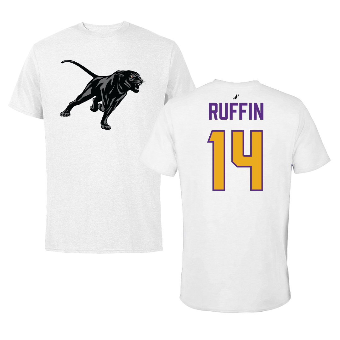 Prairie View A&M University Volleyball White Performance Tee - #14 Tayler Ruffin