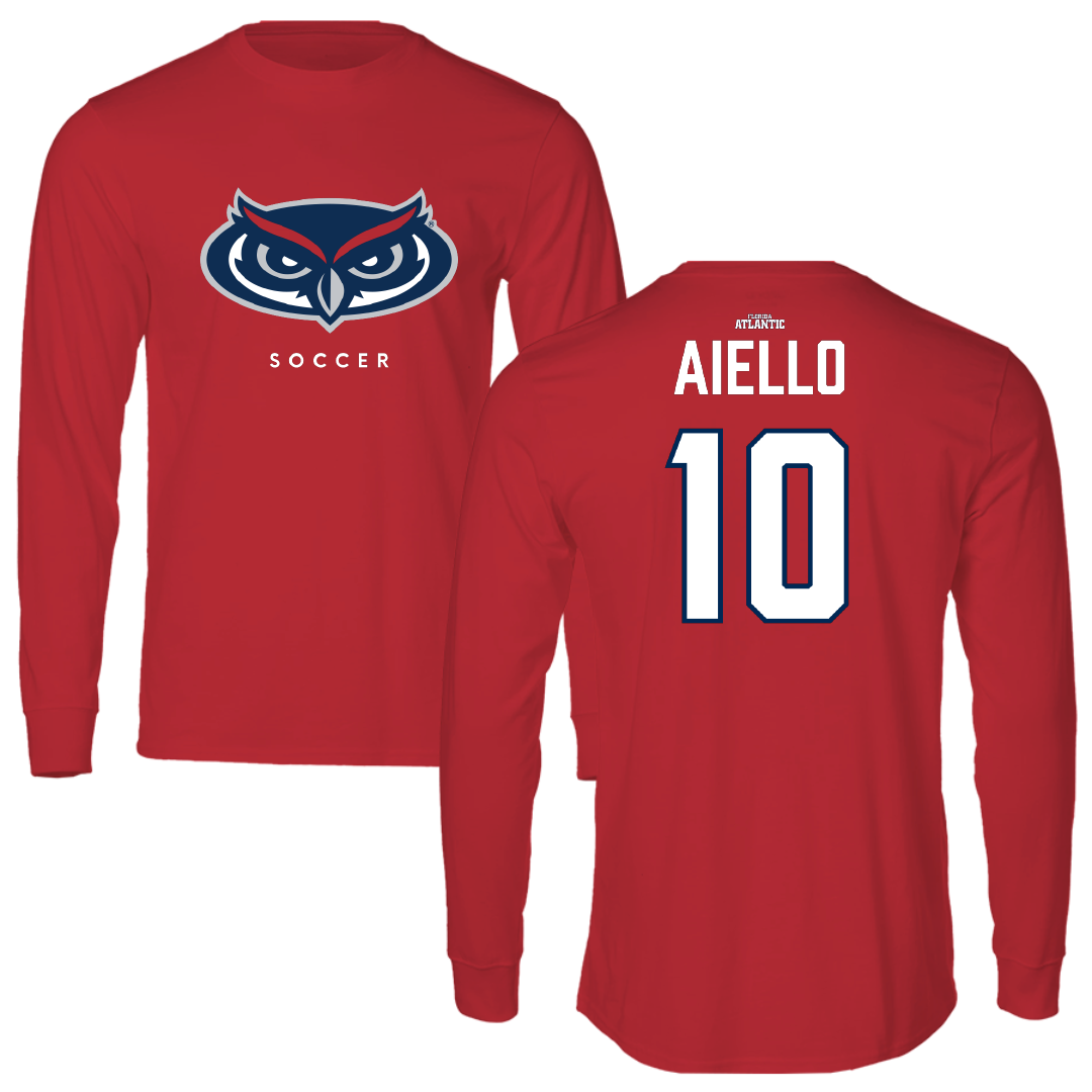 Florida Atlantic University Soccer (M) Red Long Sleeve - #10 Francesco Aiello