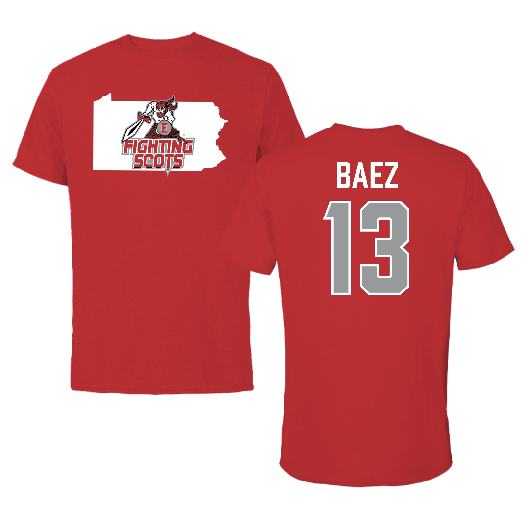 PennWest Edinboro Basketball (M) Red State Performance Tee - #13 Bryce Baez