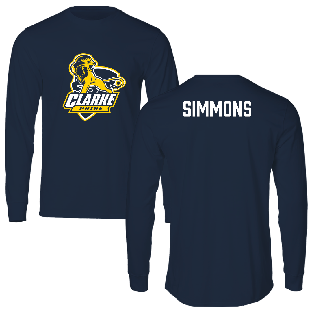 Clarke University Football Navy Performance Long Sleeve - Christian Simmons
