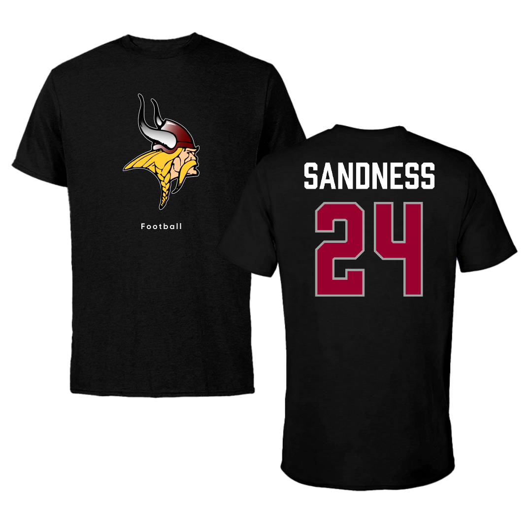 Valley City State University Football Black Performance Tee - #24 Dorian Sandness