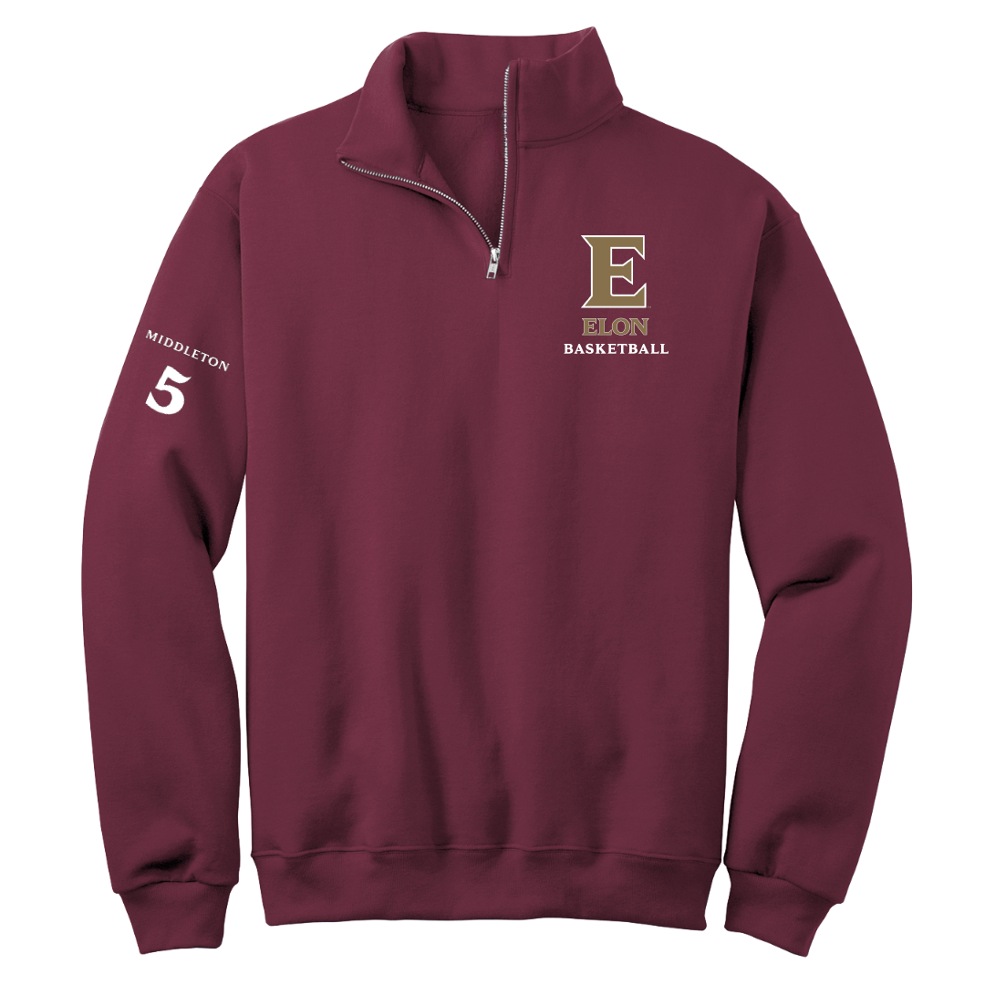 Elon University Basketball (M) Maroon Quarter-Zip - #5 Caleb Middleton