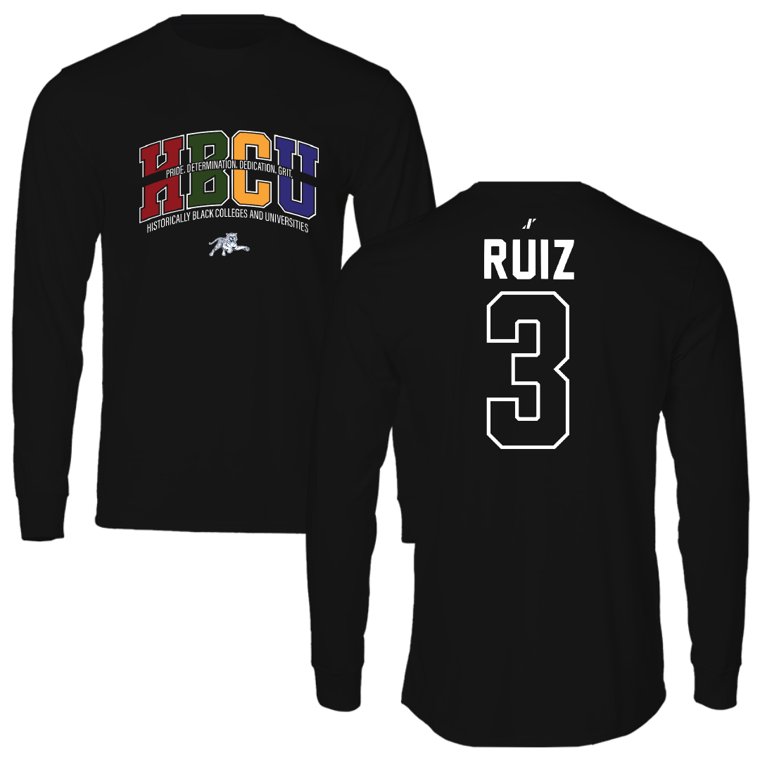 Jackson State University Softball Black HBCU Long Sleeve - #3 Amaya Ruiz