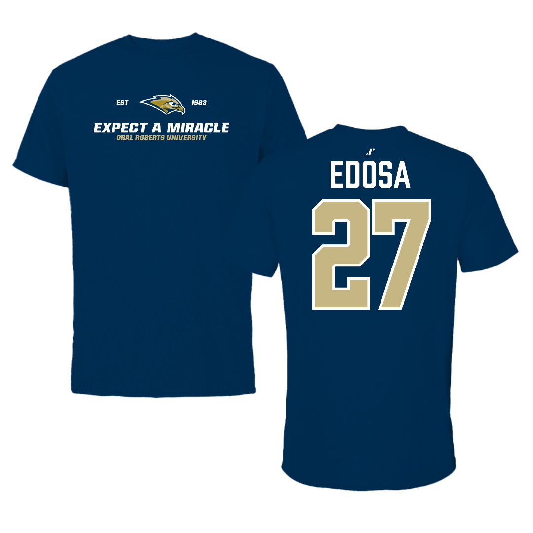 Oral Roberts University Soccer Navy General Tee - #27 Precious Edosa