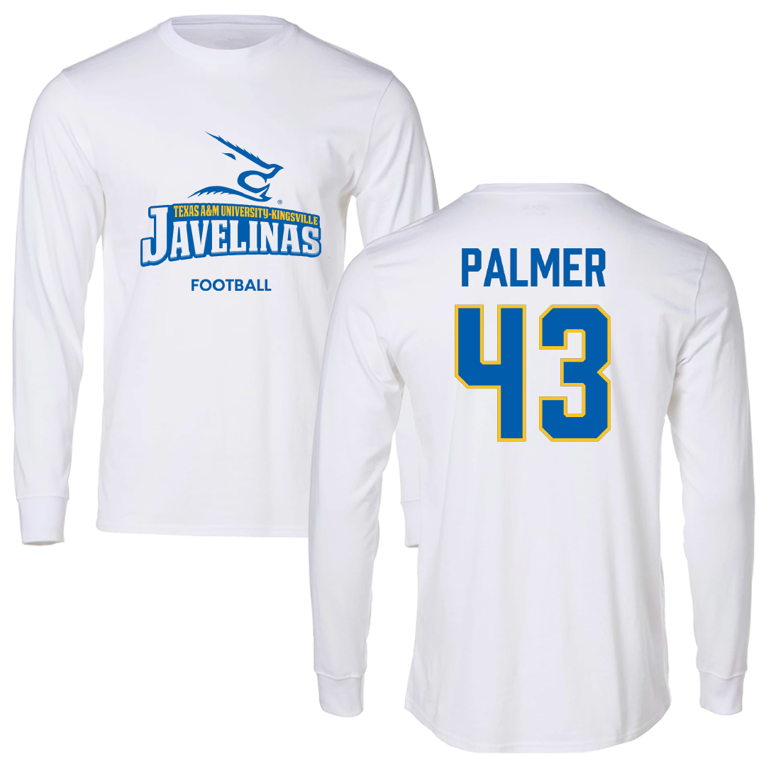 Texas A&M University-Kingsville Football White Long Sleeve - #43 Tyler Palmer