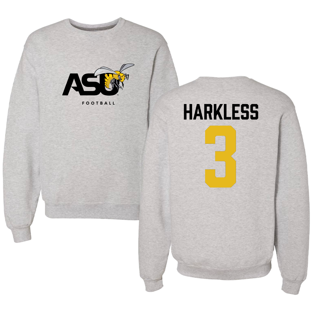 Alabama State University Football Light Gray Crewneck - #3 Luke Harkless