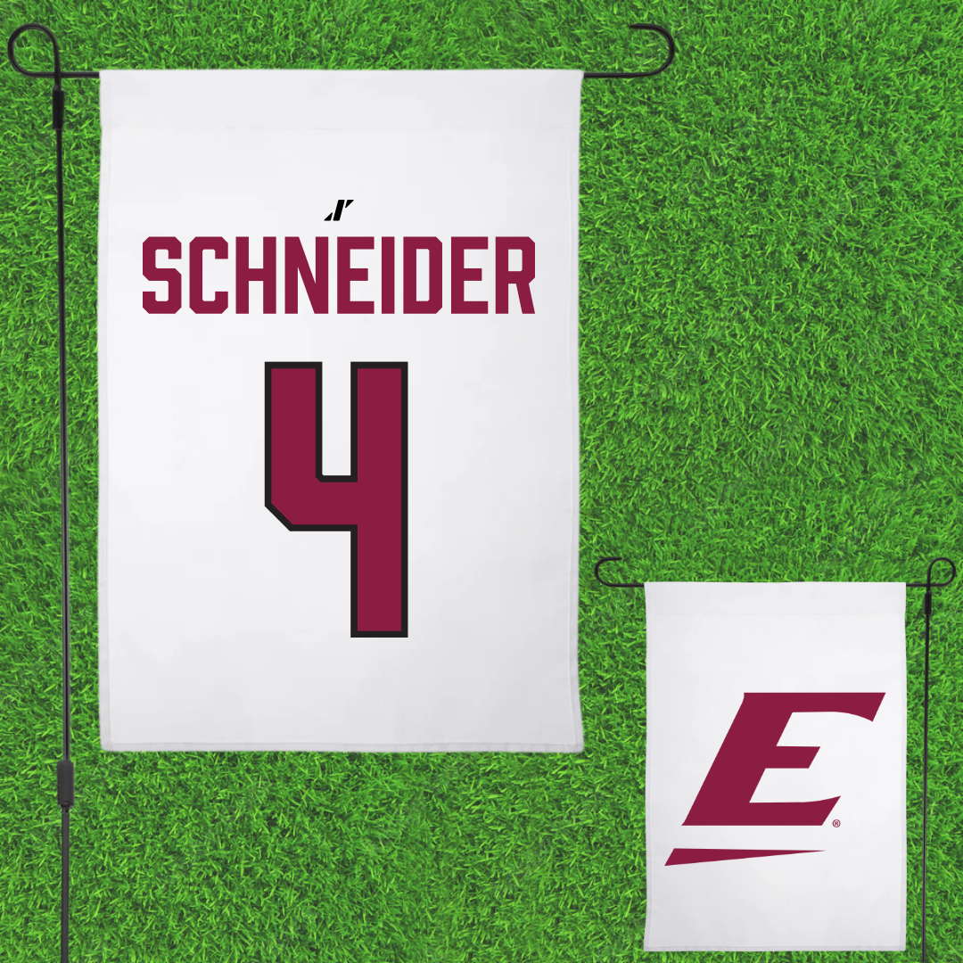 Eastern Kentucky University Baseball White Garden Flag - #4 Cade Schneider