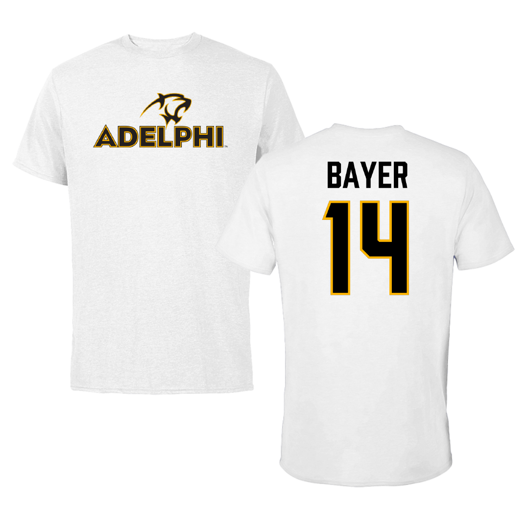 Adelphi University Lacrosse White Performance Tee - #14 Stephen Bayer