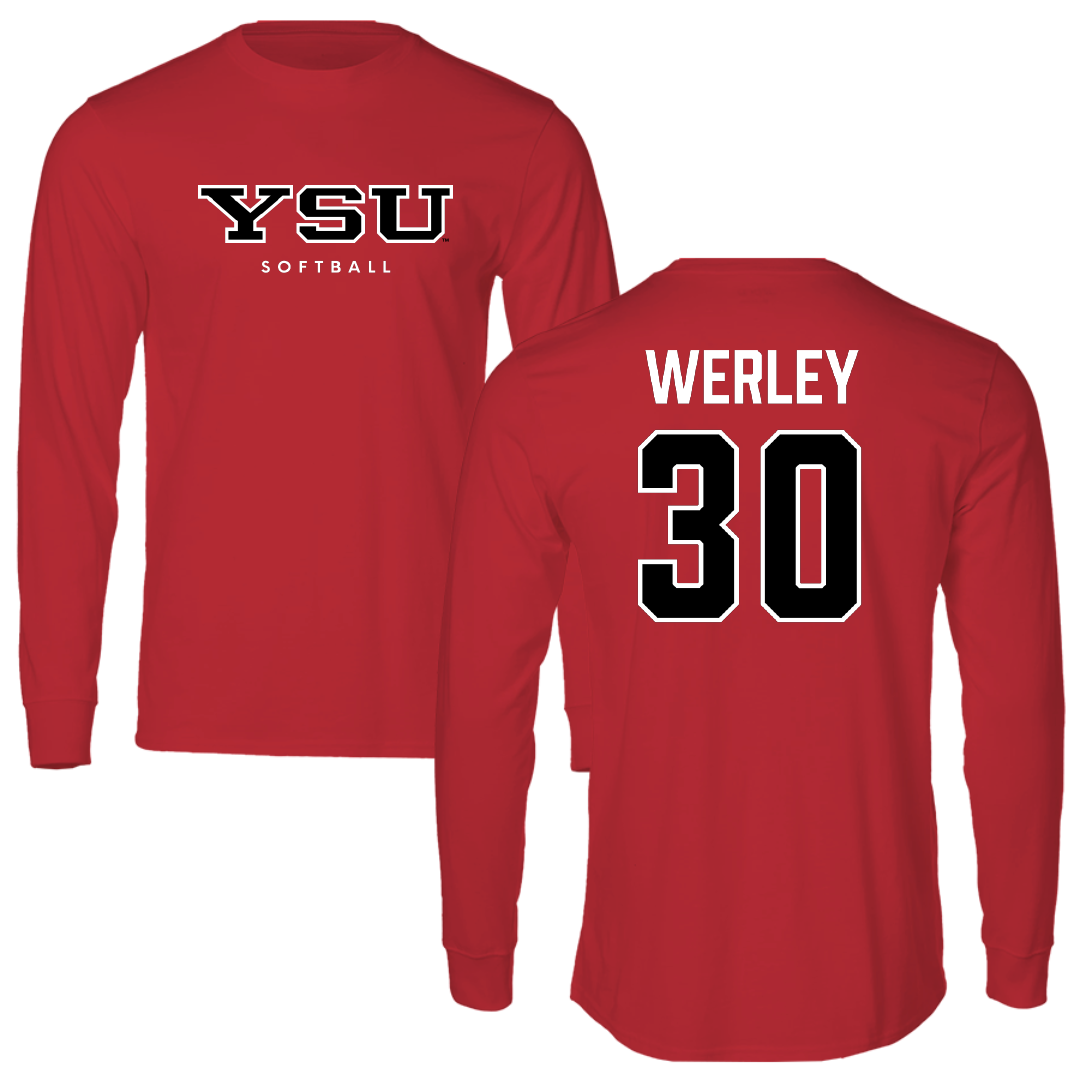 Youngstown State University Softball Red Long Sleeve - #30 Tatum Werley