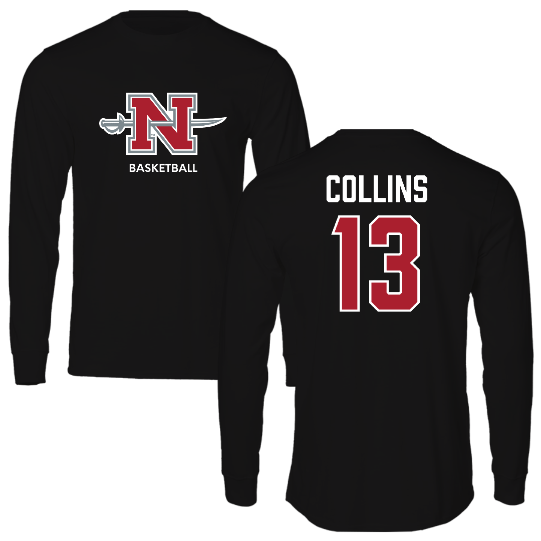 Nicholls State University Basketball (M) Black Mascot Performance Long Sleeve - #13 Mekhi Collins