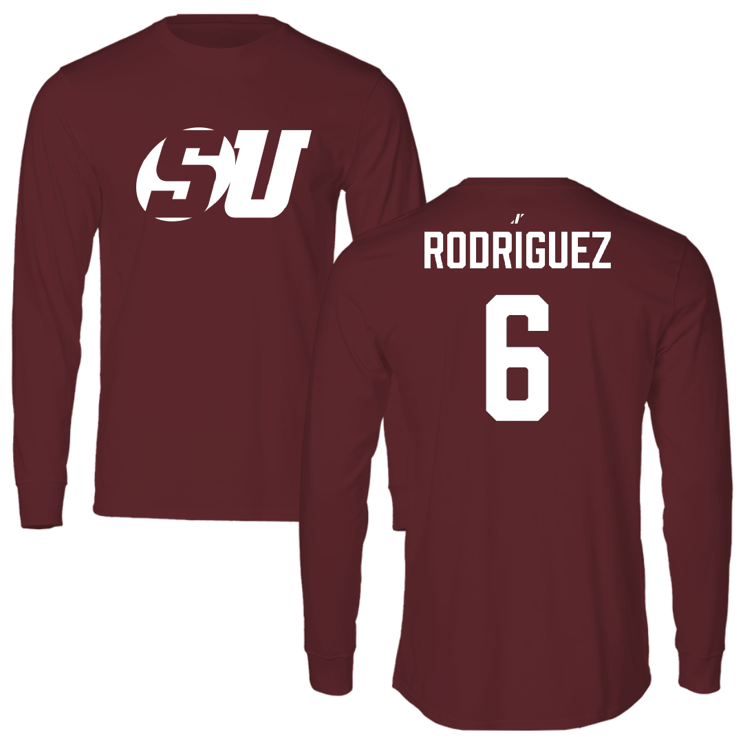 Schreiner University Baseball Maroon Performance Long Sleeve - #6 Daniel Rodriguez