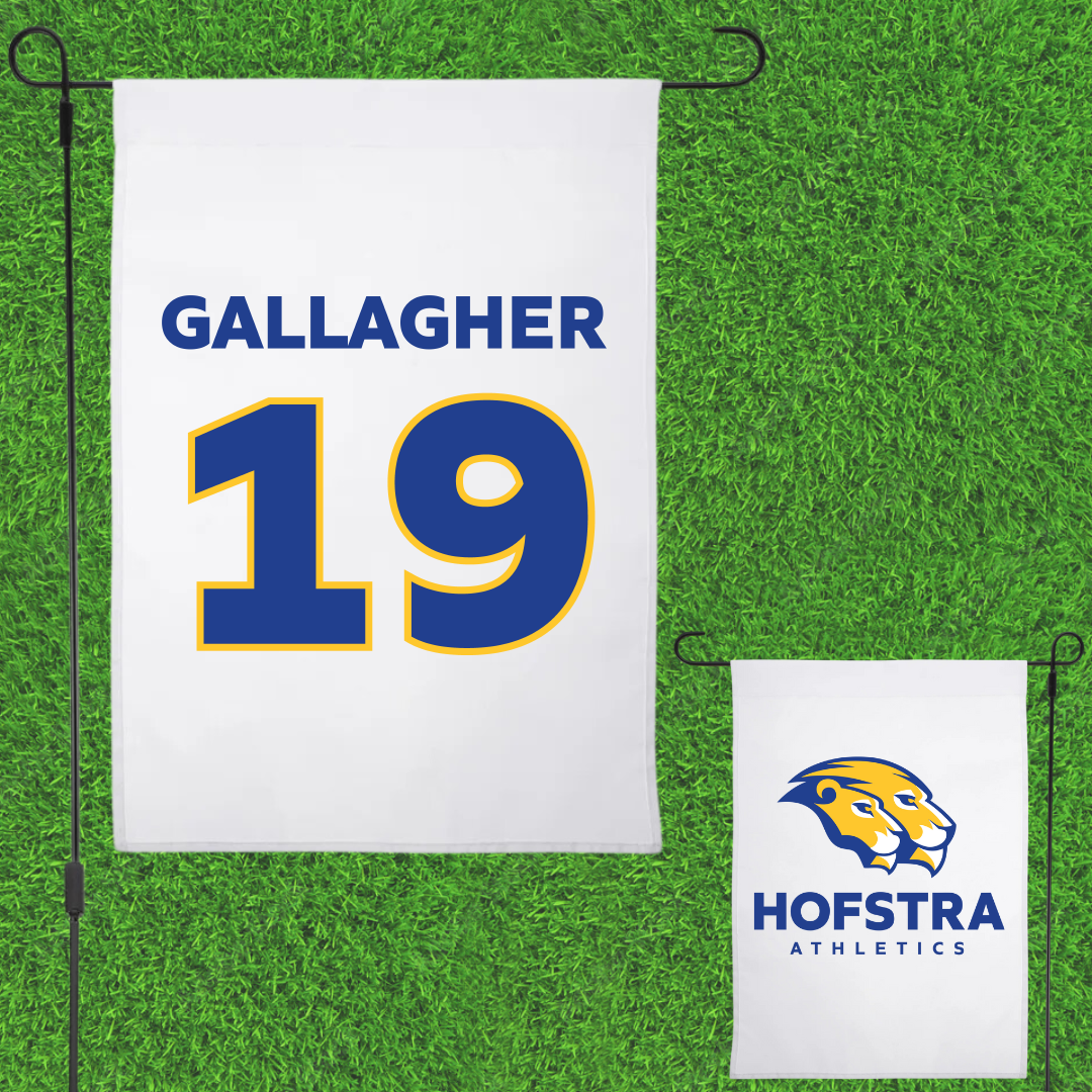 Hofstra University Baseball White Garden Flag - #19 Aidan Gallagher