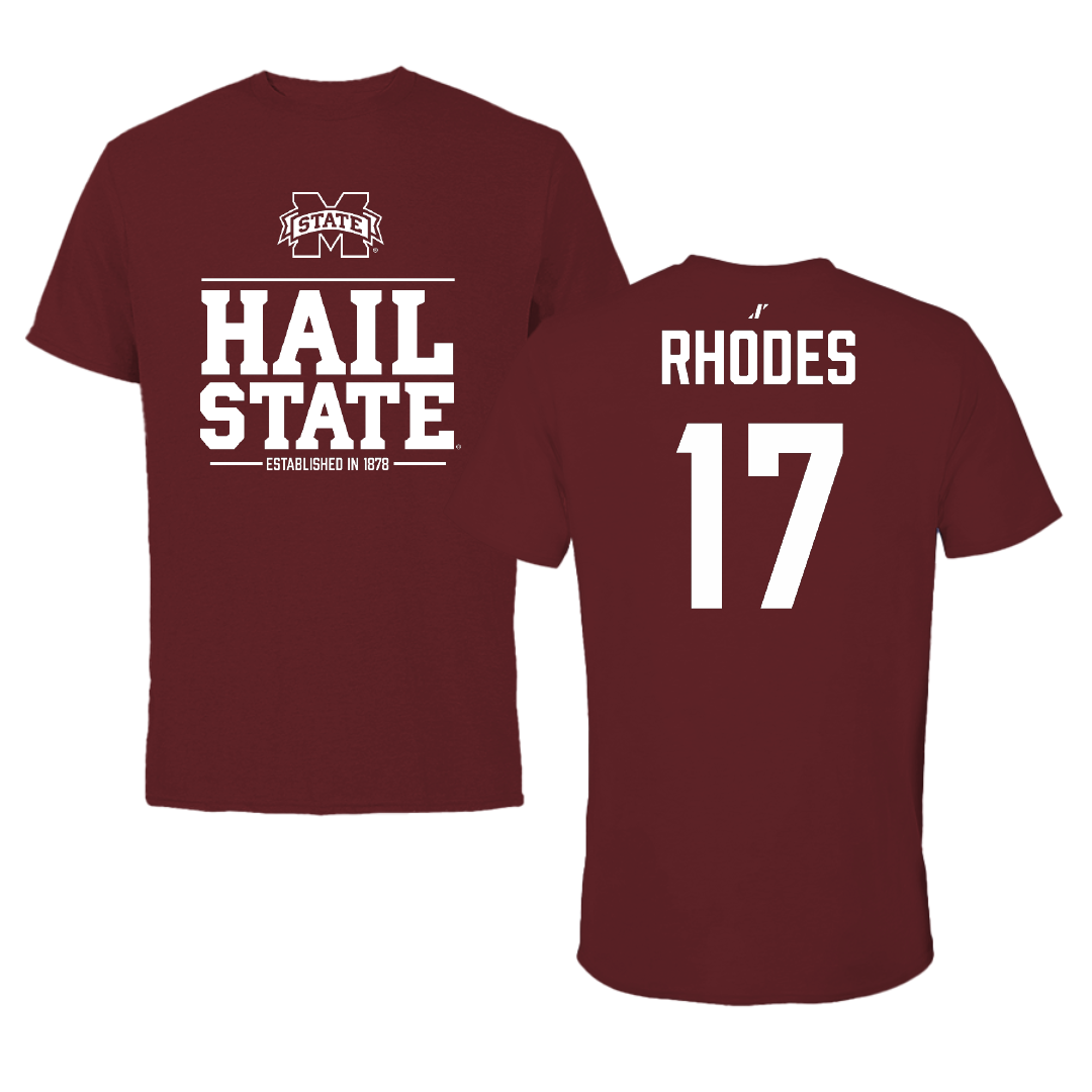 Mississippi State University Baseball Maroon General Tee - #17 Parker Rhodes