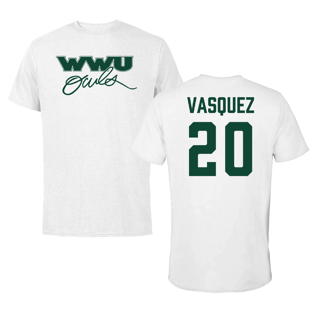 William Woods University Baseball White Performance Tee - #20 AJ Vasquez