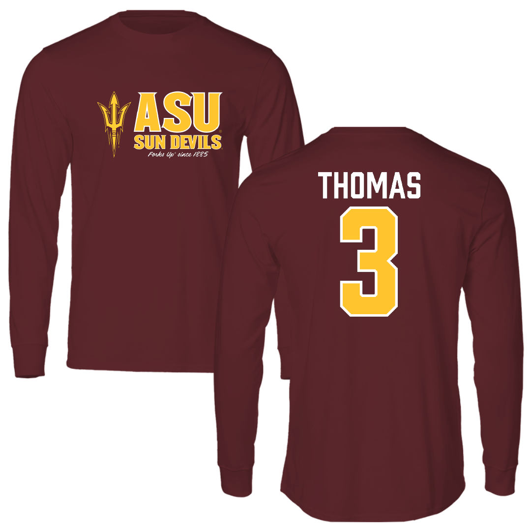 Arizona State University Beach Volleyball Maroon General Performance Long Sleeve - #3 Carys Thomas