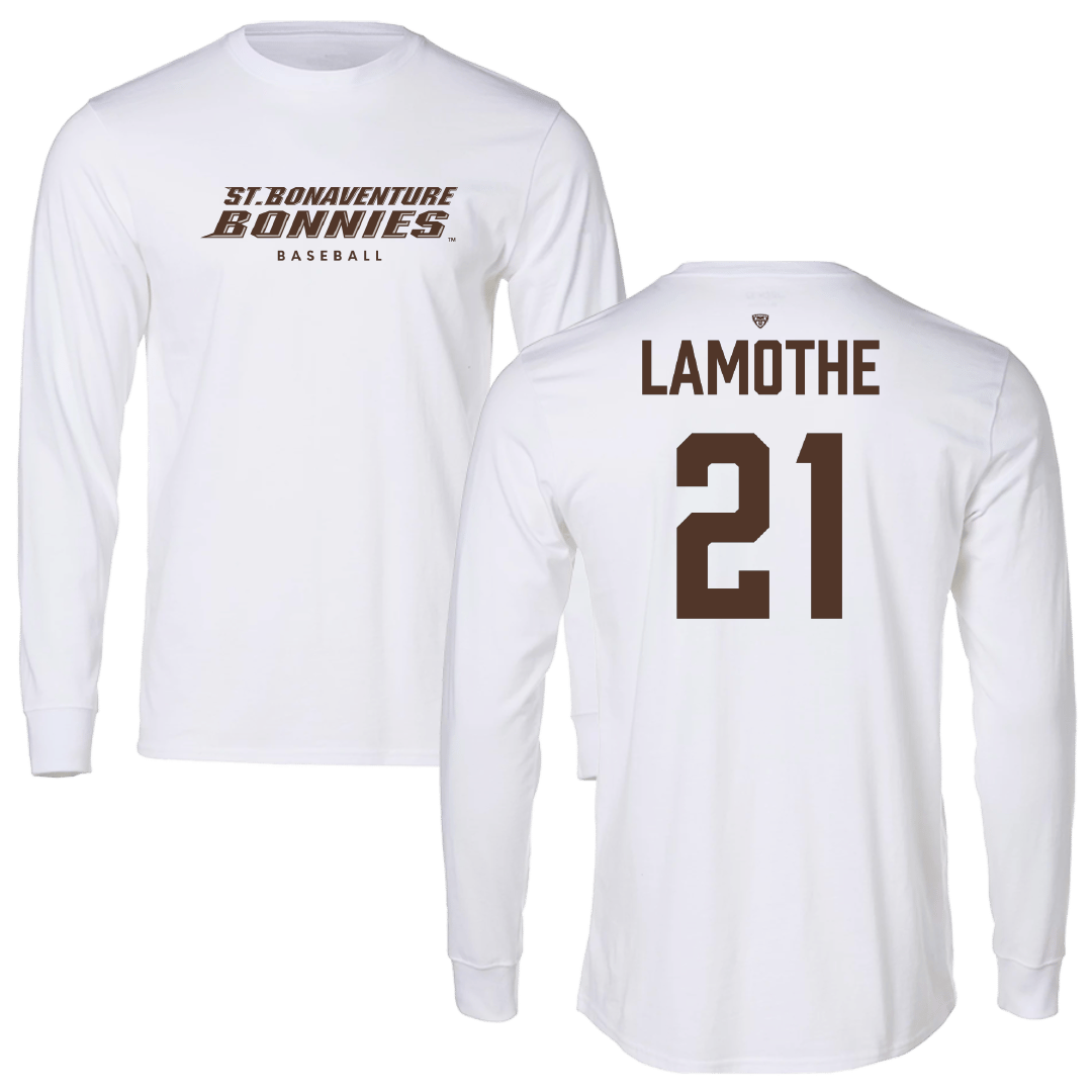 St. Bonaventure University Baseball White Performance Long Sleeve - #21 Christian LaMothe