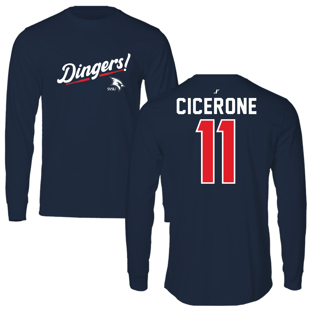 Saginaw Valley State University Baseball Navy Dingers Long Sleeve - #11 Austin Cicerone