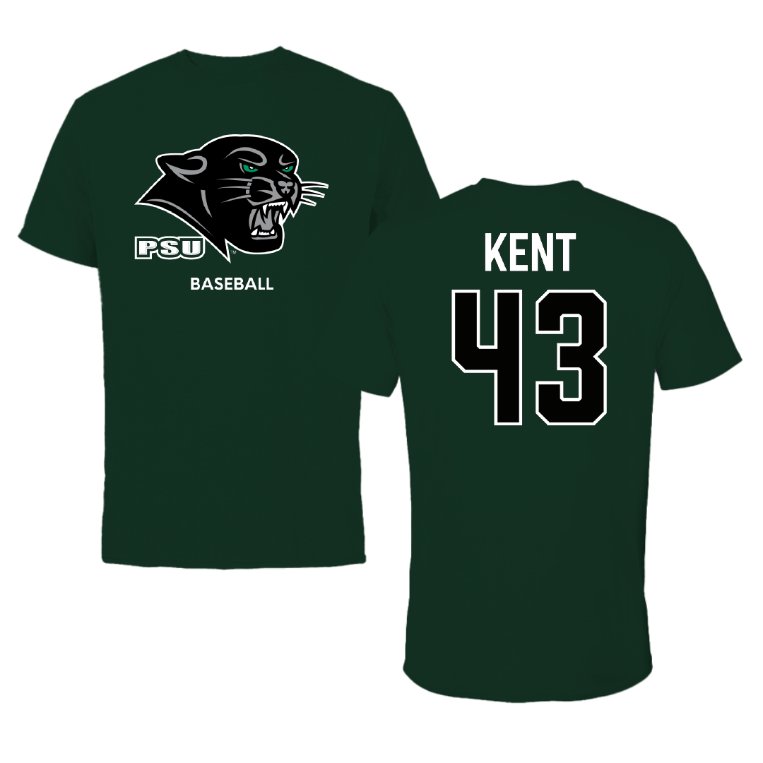 Plymouth State University Baseball Forest Green Tee - #43 Aaron Kent