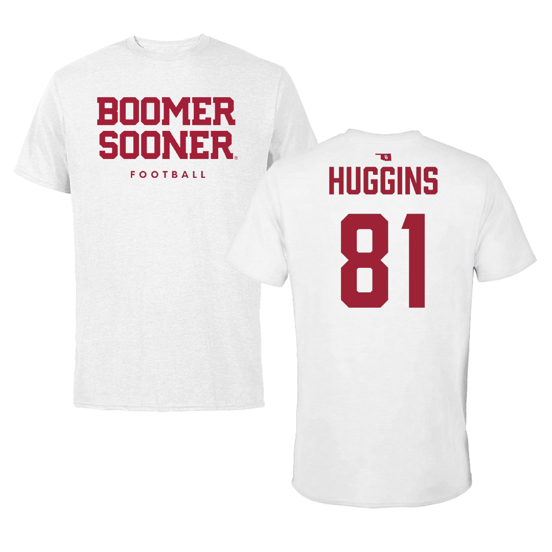 University of Oklahoma Football White Tee - #81 Will Huggins
