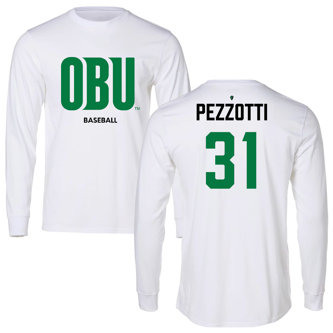 Oklahoma Baptist University Baseball White Performance Long Sleeve - #31 Luis Pezzotti