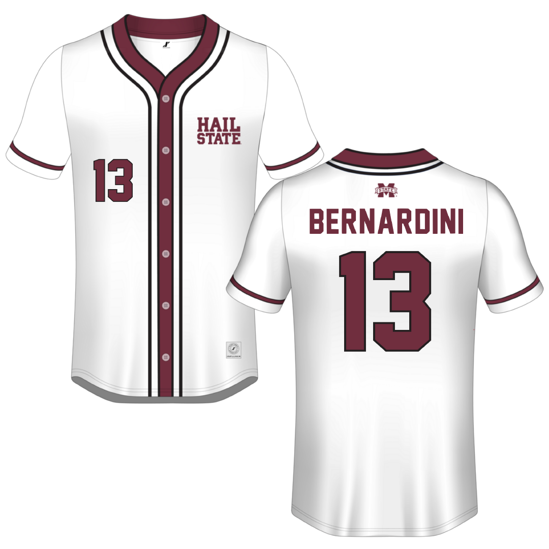 Mississippi State University White Button-Down Jersey - #13 Morgan Bernardini