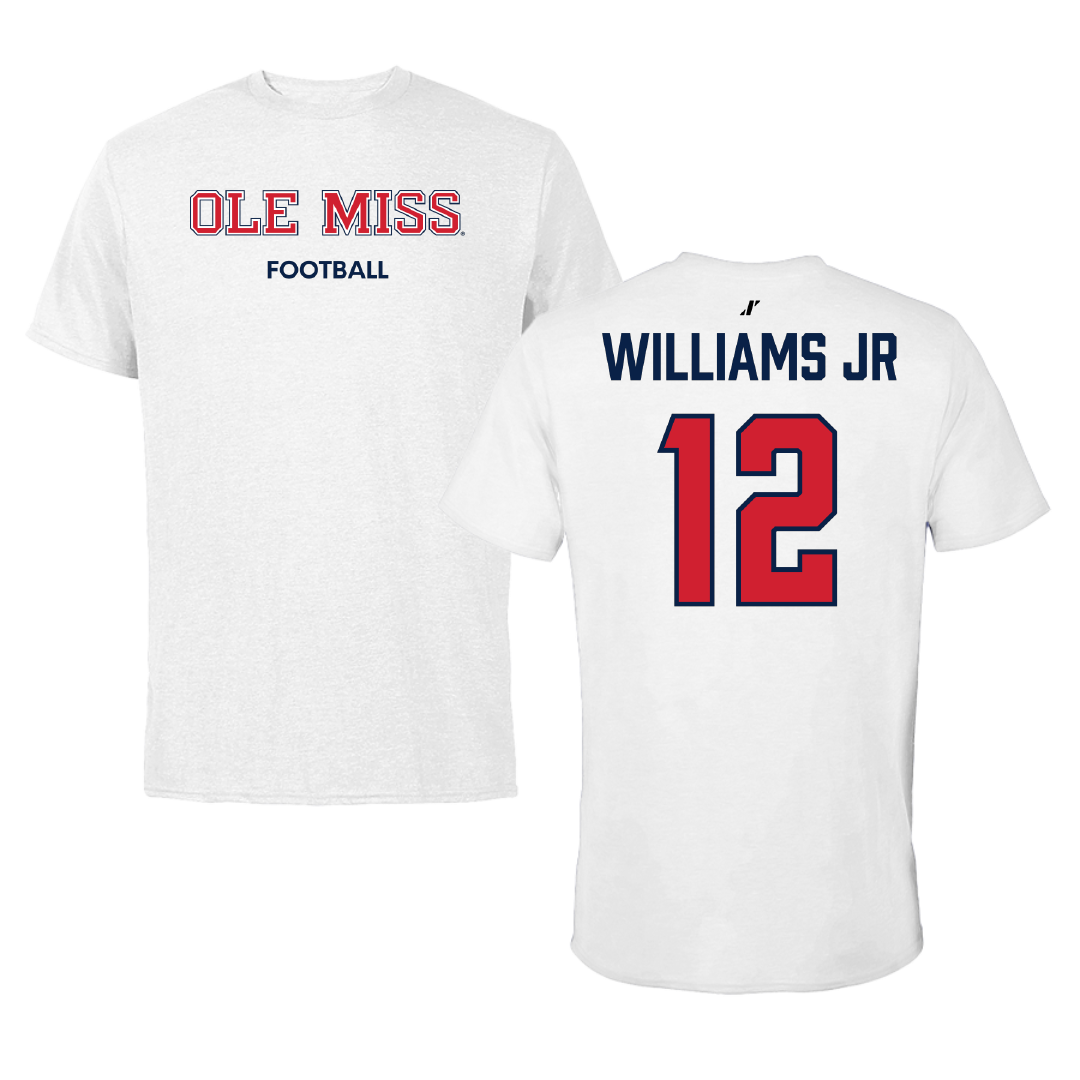 Ole Miss Football White Performance Tee - #12 Wydett Williams Jr