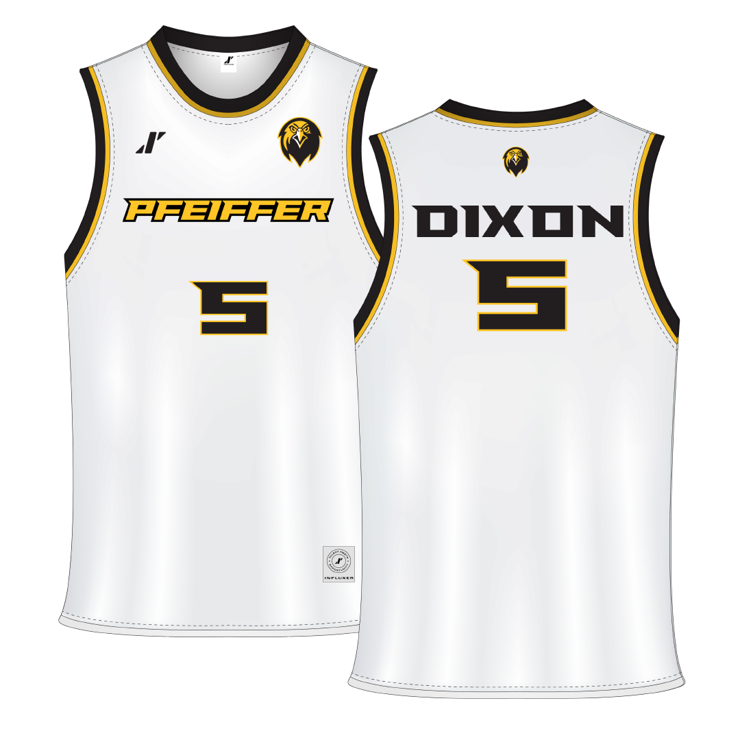 Pfeiffer University White Basketball Jersey - #5 Quan Dixon