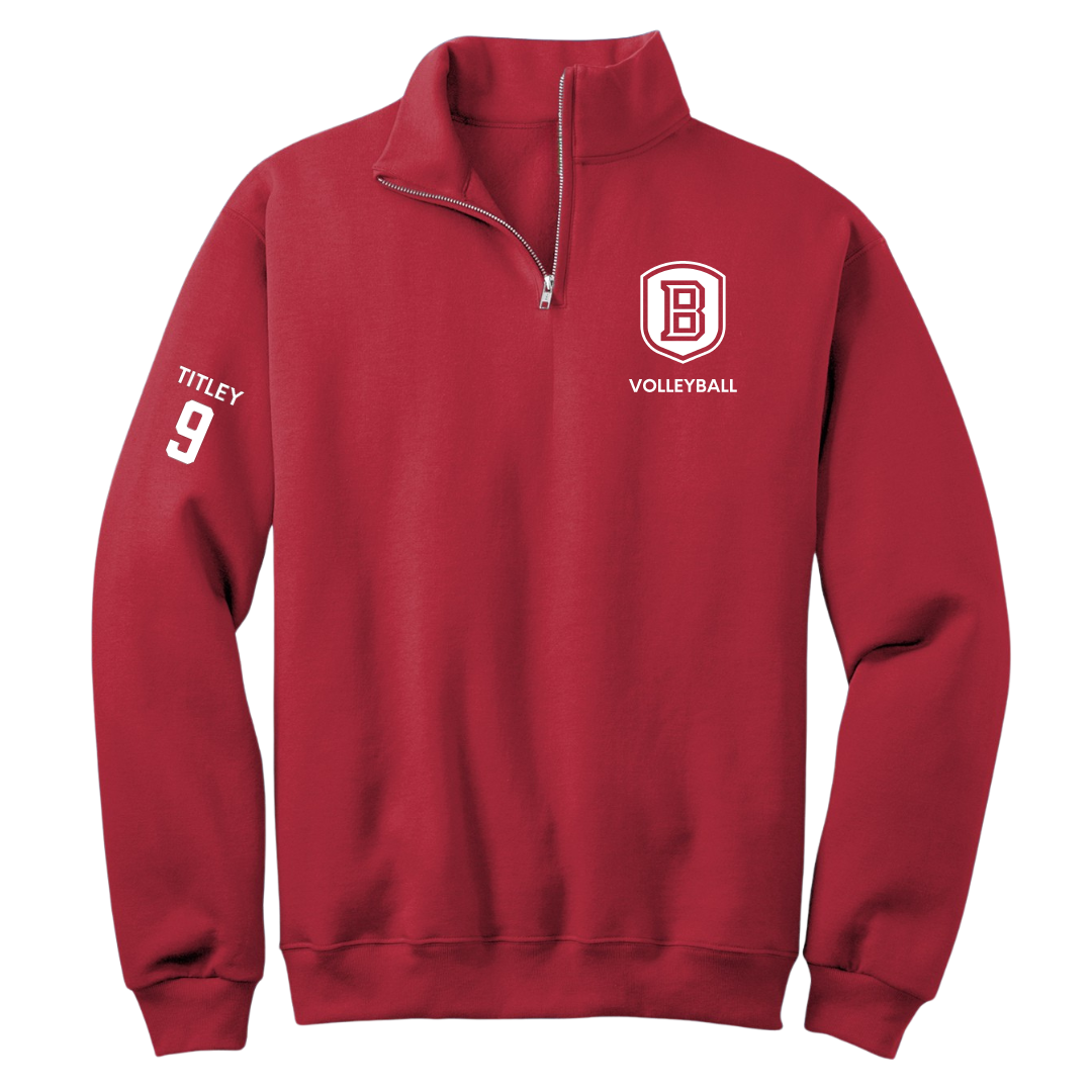Bradley University Volleyball (W) Red Quarter-Zip - #9 Tendai Titley