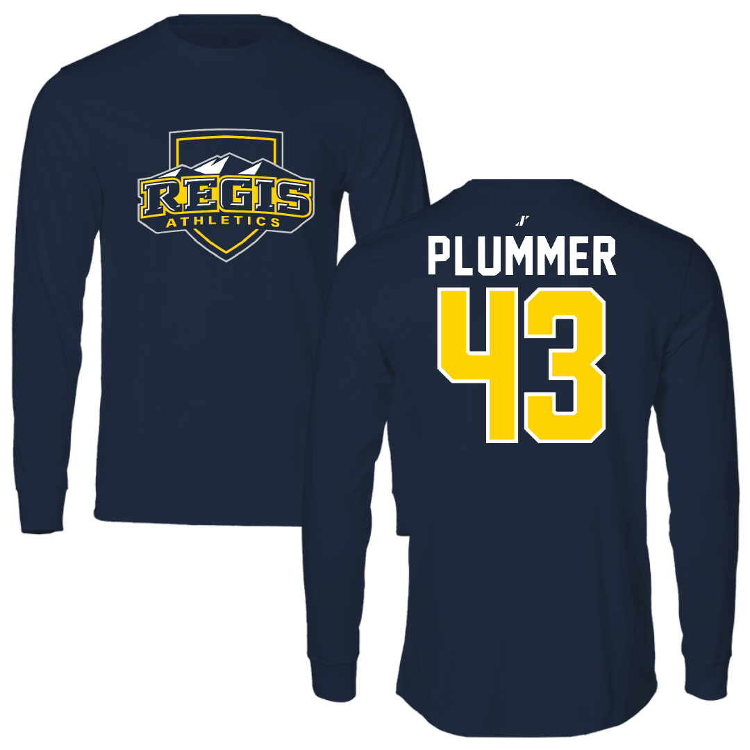 Regis University (Colorado) Baseball Navy Performance Long Sleeve - #43 Jack Plummer