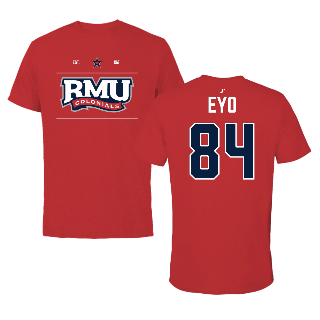 Robert Morris University Football Red General Performance Tee - #84 Domonic Eyo