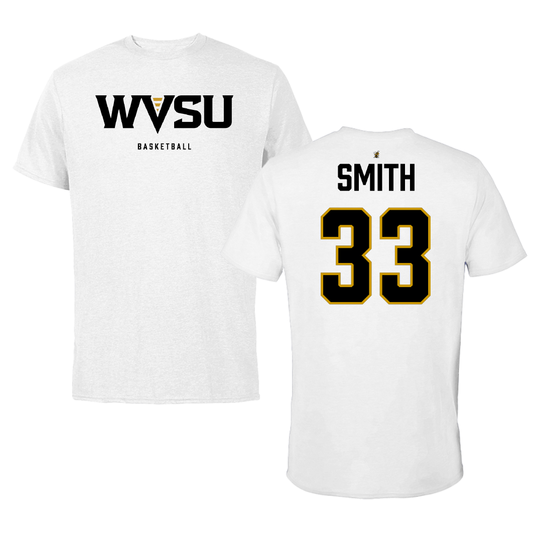 West Virginia State University Basketball (W) White Performance Tee - #33 Makayla Smith