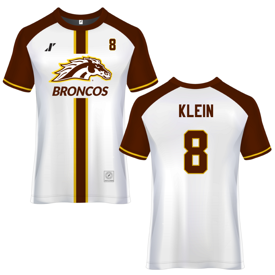 Western Michigan University White Soccer Jersey - #8 Jordan Klein