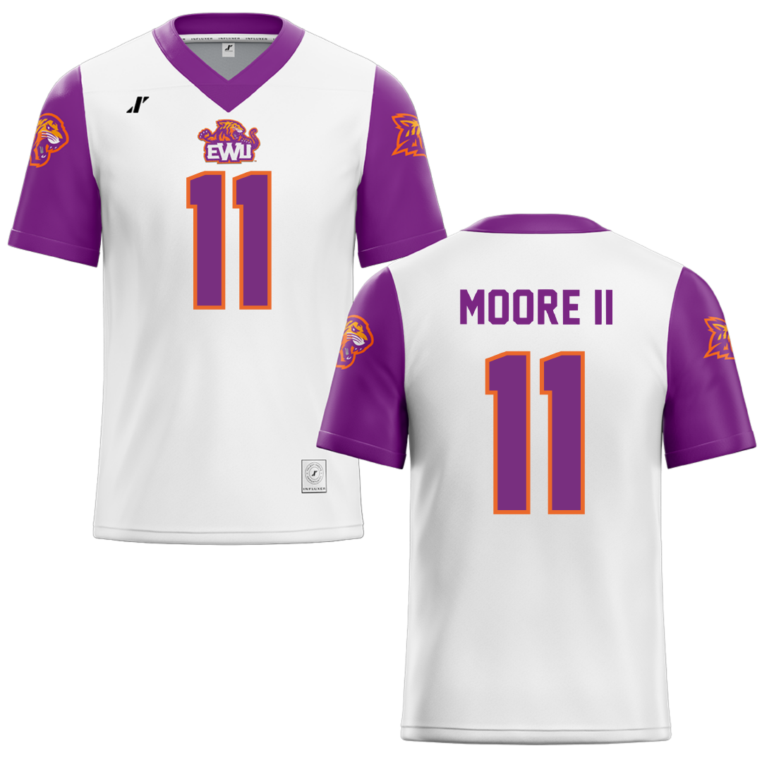 Edward Waters University White Football Jersey - #11 Keith Moore II