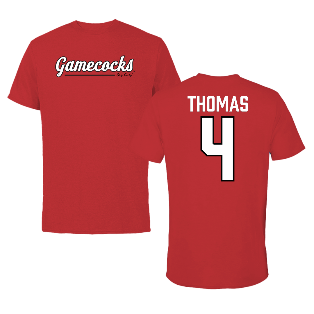 Jacksonville State University Baseball Red General Performance Tee - #4 Kenskey Thomas