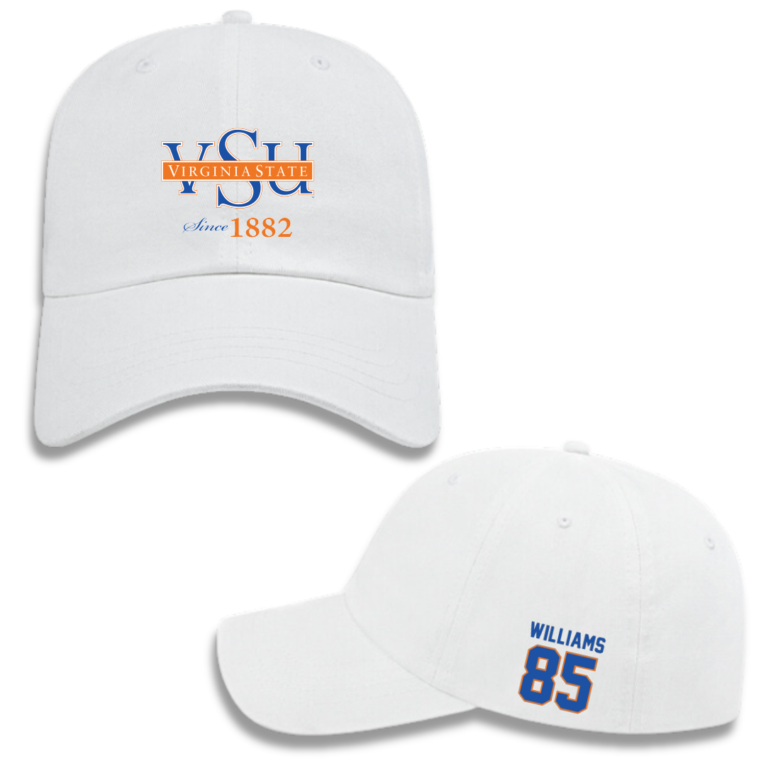 Virginia State University Football White Hat - #85 Tashaun Williams