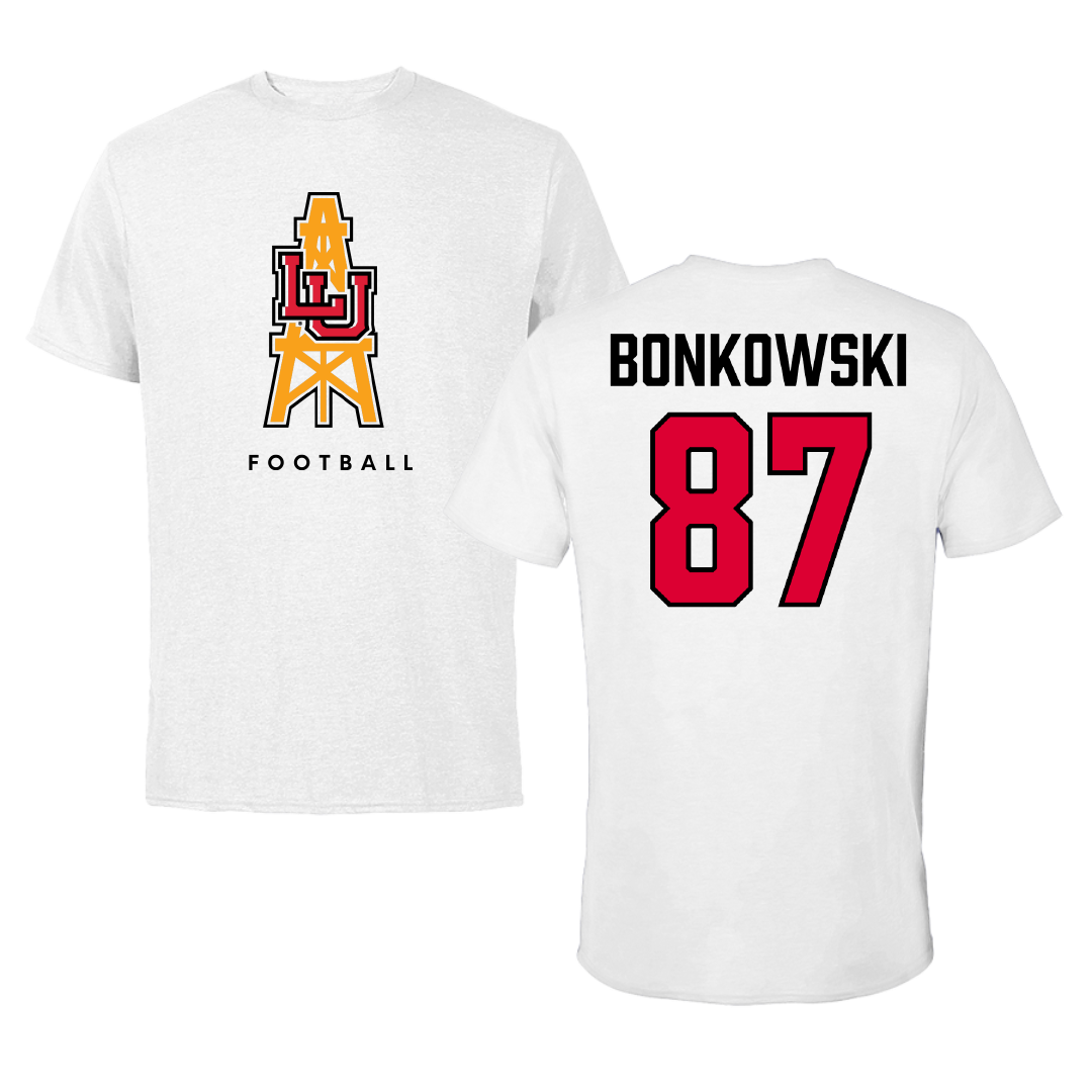 Lamar University Football White Tee - #87 Tyler Bonkowski