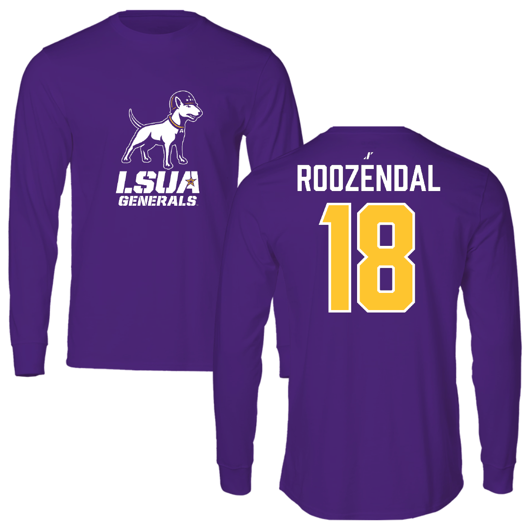 Louisiana State University-Alexandria Baseball Purple Performance Long Sleeve - #18 Stephen Roozendal